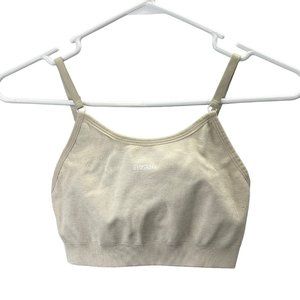 Gymshark Flex Strappy Sports Bra Beige Oatmeal XS S No Padding Adjustable Straps